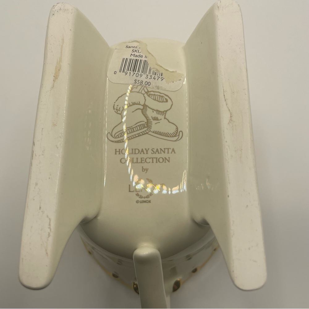 Lenox Holiday Santa Collection Creamer Sleigh Creamer Holly & Ribbons - Picture 5 of 8
